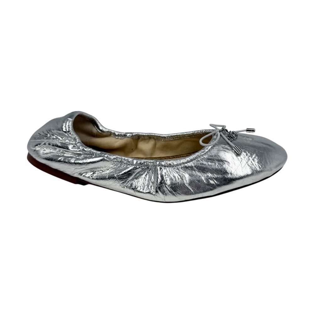 Sam Edelman Felicia Ballet Flats Soft Silver Metallic Leather Size 7W